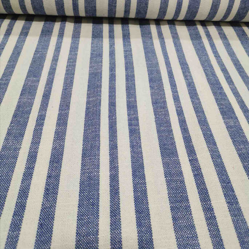 100% Cotton, French Blue and Natural Stripe, Warp and Weft Heirloom by Ruby Star Society - 1/4 metre