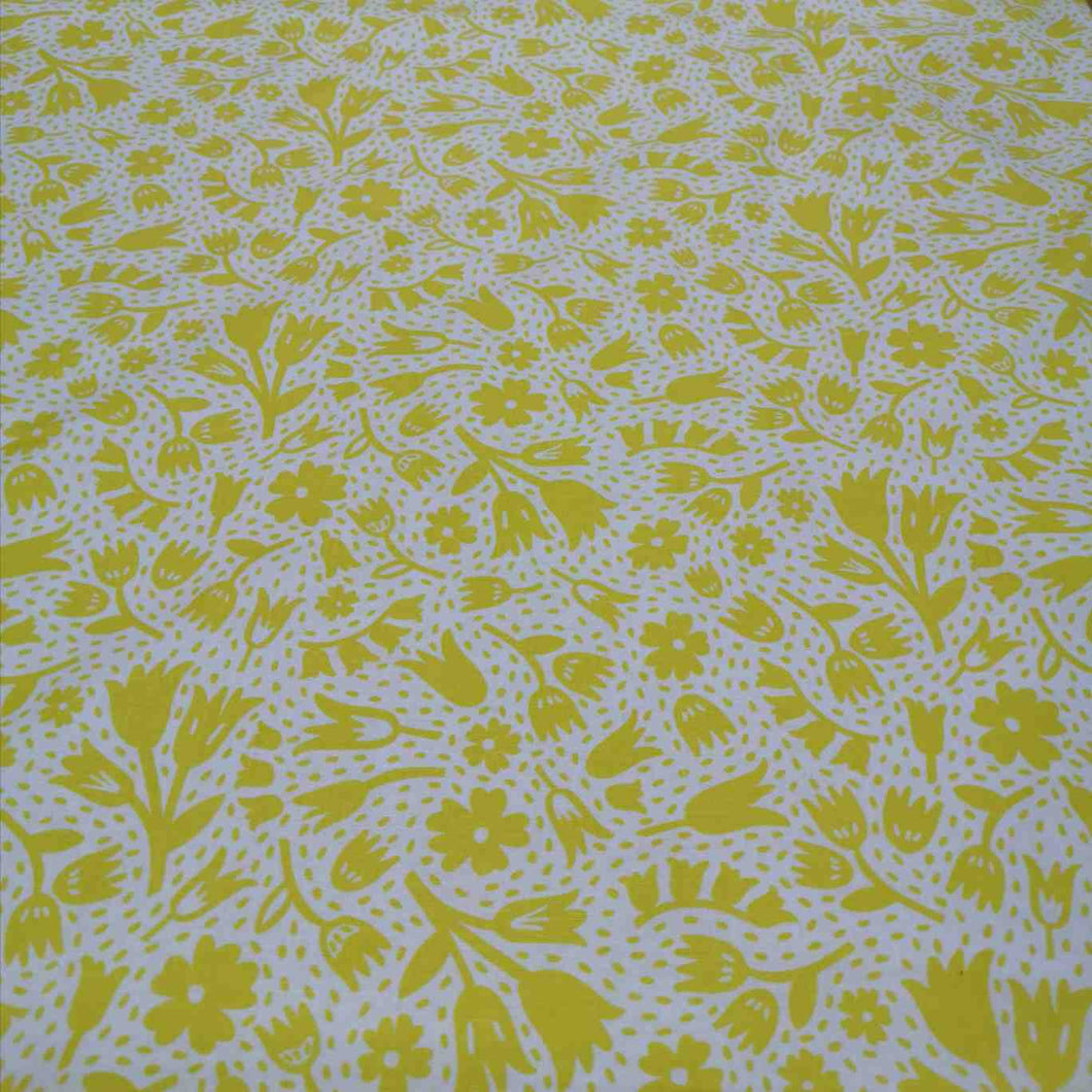 100% Cotton, Squeeze Floral in Yellow by Figo - 1/4metre
