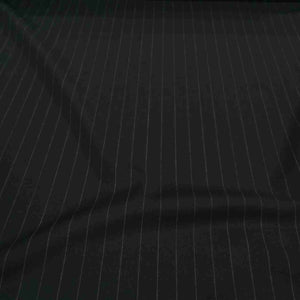 100% Wool, Black with Fine Pinstripe - 1/4 metre