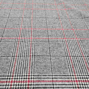 100% Wool , Houndstooth Raspberry Check - 1/4 metre