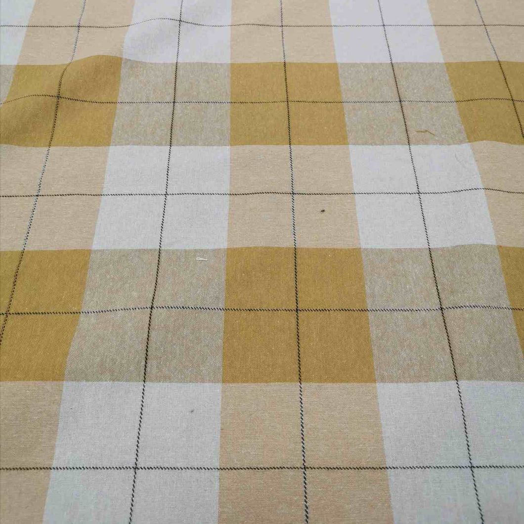 Linen Cotton Blend, Caramel Squares - 1/4metre