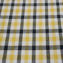 Load image into Gallery viewer, 100% Linen, Mustard and Navy Check - 1/4metre