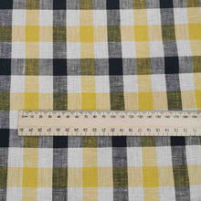 Load image into Gallery viewer, 100% Linen, Mustard and Navy Check - 1/4metre