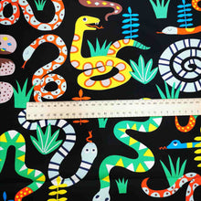 Load image into Gallery viewer, Alexander Henry 100% Cotton, Snake Rattle and Roll, Black - 1/4m