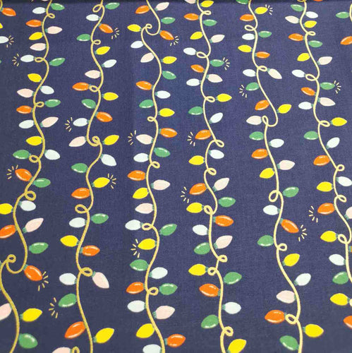 100% Cotton , Rifle Paper Co Holiday Classics, Holiday Lights, Navy - 1/4 metre