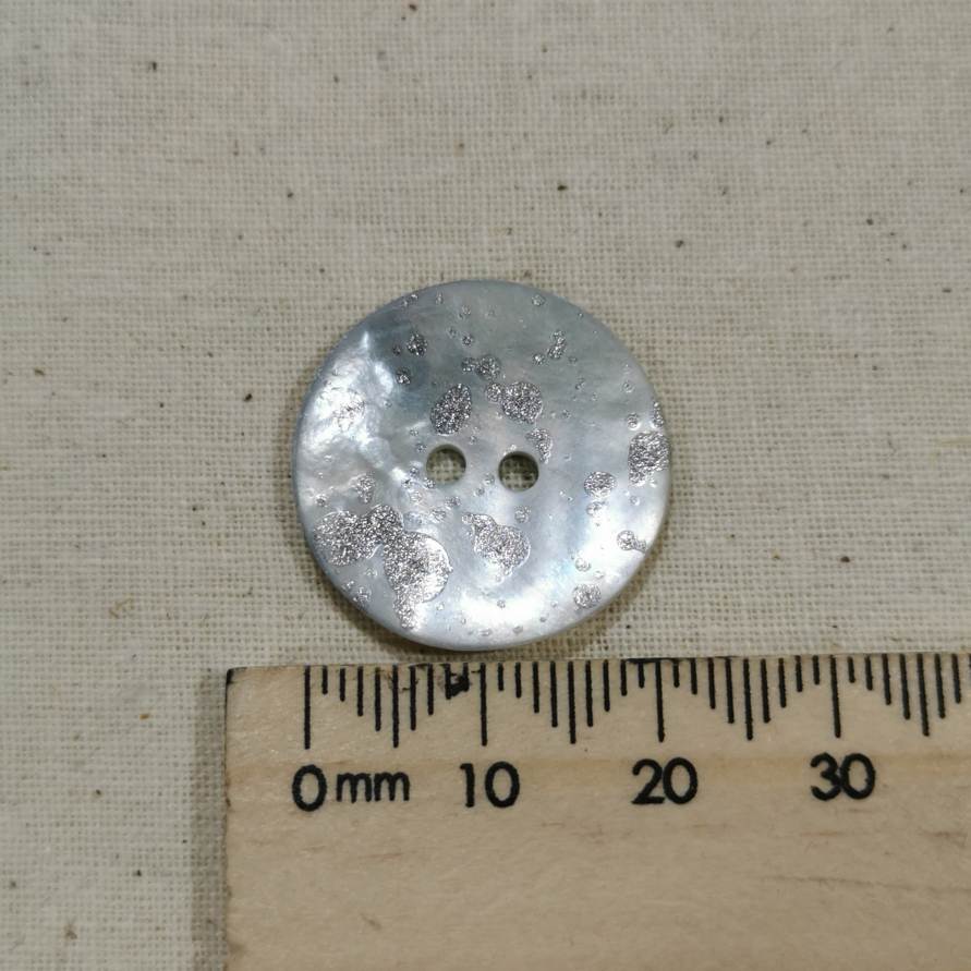 Shell Button, Silver Flecked - Large