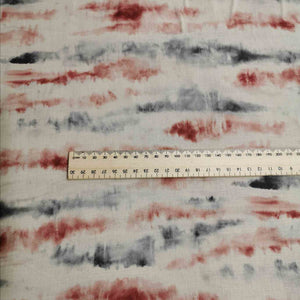 Kokka Tie Dye Border Pattern, Grey and Maroon - 1/4 metre