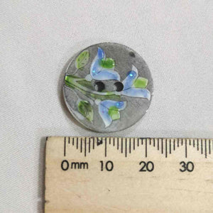 Shell Button, Blue Floral - Large