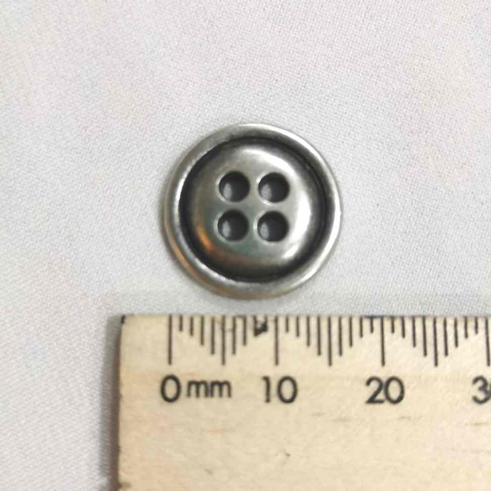 Metal Button, Small 4 Hole - Pewter