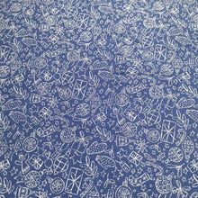 Load image into Gallery viewer, Liberty 100% Cotton, Navy with Silver Ornaments- 1/4 metre