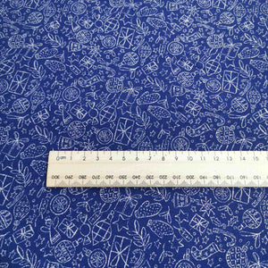 Liberty 100% Cotton, Navy with Silver Ornaments- 1/4 metre