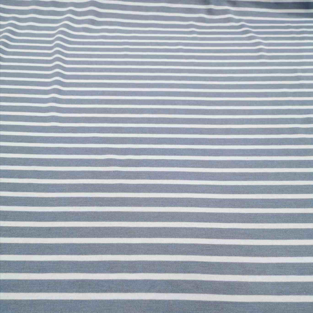 100% Merino Wool Jersey, Blue on Blue Stripe - 1/4 metre