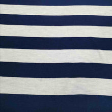 Load image into Gallery viewer, 100% Merino Wool Jersey, Navy and Pale Grey Stripe - 1/4 metre
