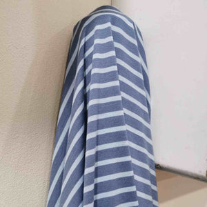 100% Merino Wool Jersey, Blue on Blue Stripe - 1/4 metre