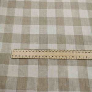100% Linen, Large Natural Gingham - 1/4metre