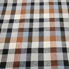 Load image into Gallery viewer, 100% Linen, Country Checks in Brown- 1/4metre
