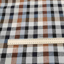Load image into Gallery viewer, 100% Linen, Country Checks in Brown- 1/4metre