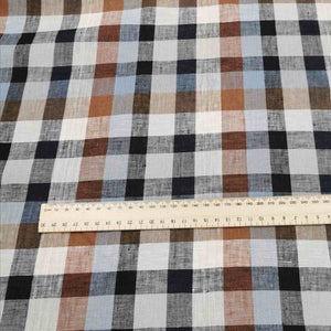 100% Linen, Country Checks in Brown- 1/4metre