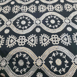 100% Cotton Embroidered Lawn, Black Taupe Embroidery - 1/4 metre