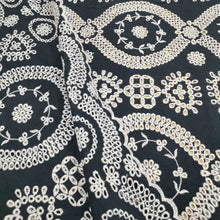 Load image into Gallery viewer, 100% Cotton Embroidered Lawn, Black with Taupe Embroidery - 1/4 metre