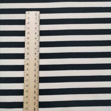 Load image into Gallery viewer, Cotton Jersey, Black and Cream Stripe - 1/4 metre