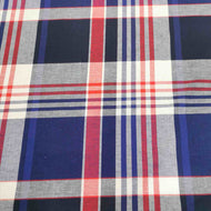 Linen Cotton Blend, Check In, Navy  - 1/4 metre