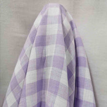Load image into Gallery viewer, 100% Yarn Dyed Linen, Soft Violet Check - 1/4metre
