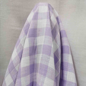 100% Yarn Dyed Linen, Soft Violet Check - 1/4metre