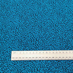 100% Cotton Poplin, Small Cheetah, Blue - 1/4 metre