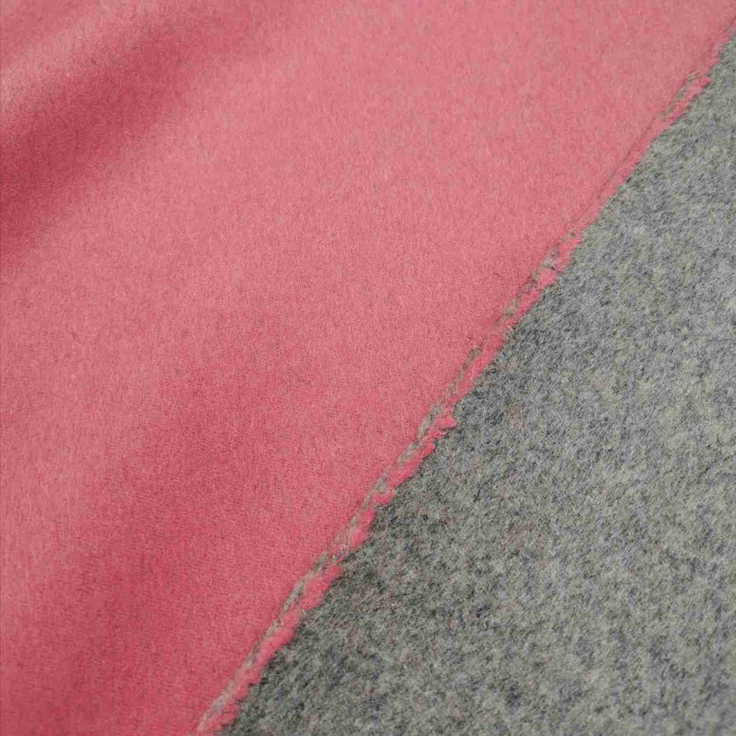100% Double Sided Wool, Pink/Grey  - 1/4 metre