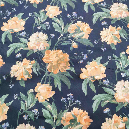 100% Cotton Tana Lawn, Decadent Blooms, Black - 1/4 metre