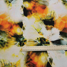 Load image into Gallery viewer, Silk Linen , Golden Blooms - 1/4 metre