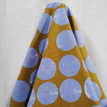 Load image into Gallery viewer, 100% Cotton, Blue Moon on Mustard, Warp and Weft Honey by Ruby Star Society - 1/4 metre