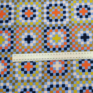 100% Cotton, Granny Square in Blue, Warp and Weft Honey by Ruby Star Society - 1/4 metre