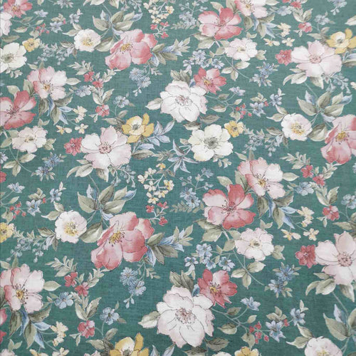 Kokka Cotton Linen Cosmo, Viridian - 1/4 metre
