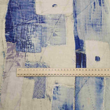 Load image into Gallery viewer, 100% Linen, Denim Patchwork - 1/4 metre