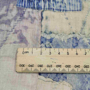 100% Linen, Denim Patchwork - 1/4 metre