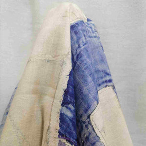 100% Linen, Denim Patchwork - 1/4 metre