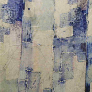 100% Linen, Denim Patchwork - 1/4 metre