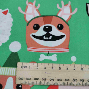 Alexander Henry 100% Cotton, Canine Christmas, Candy Green - 1/4m