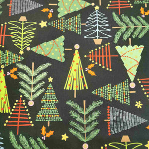 Alexander Henry 100% Cotton, Holiday Pines, Black - 1/4m