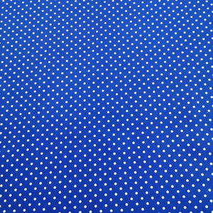 100% Cotton Poplin, Small Polka Dot, Royal Blue - 1/4 metre