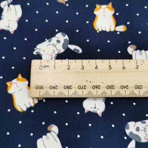 100% Cotton Poplin, Navy Cats - 1/4 metre