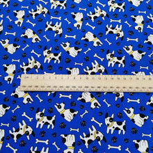 Load image into Gallery viewer, 100% Cotton Poplin, Dogs and Bones, Royal Blue - 1/4 metre