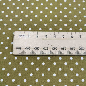 100% Cotton Poplin, Small Polka Dot, Olive - 1/4 metre
