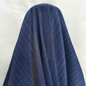 Olivia Rayon Linen Stripe, Denim Blue - 1/4metre