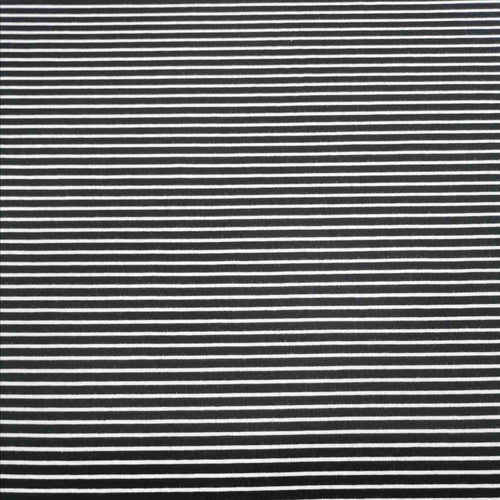 Maritime Cotton Jersey, Black White Stripe - 1/4 metre