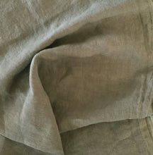 Load image into Gallery viewer, Flat drape of 200gsm 100% Linen Antique Wash, Khaki - for sale at Minerva's Bower