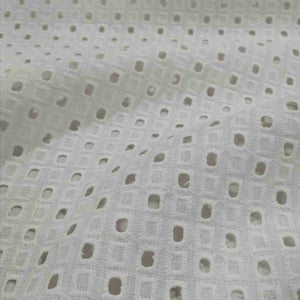 Flat drape of 100% Linen Embroidered Cut Out, Cream , for sale at Minerva's Bower