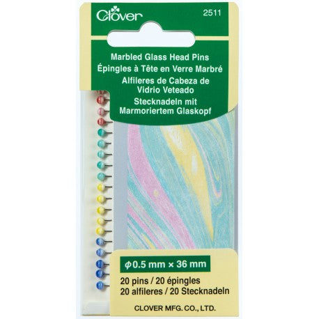 Clover Marbled Glass Head Pins for sale at Minerva's Bower